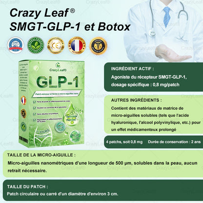 CANADA Cliniquement prouvé | Boutique officielle | Patch nano à microneedles CrazyLeaf® SMGT-GLP-1 avec collagène et Matrixyl 3000 | Cible : obésité, peau relâchée, hypertension, diabète, foie gras, douleurs articulaires, brouillard cérébral, fatigue