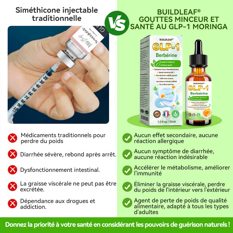 Développé cliniquement par des experts de la santé renommés en France🇫🇷💥 | BuildLeaf® Gouttes Herborisées GLP-1 à la berbérine et au moringa (Formule Française)
